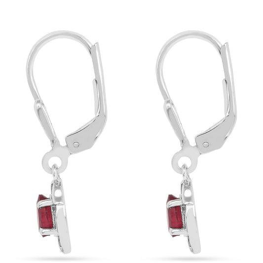 Brincos de Prata com Rubi da Tailândia