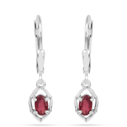 Brincos de Prata com Rubi da Tailândia