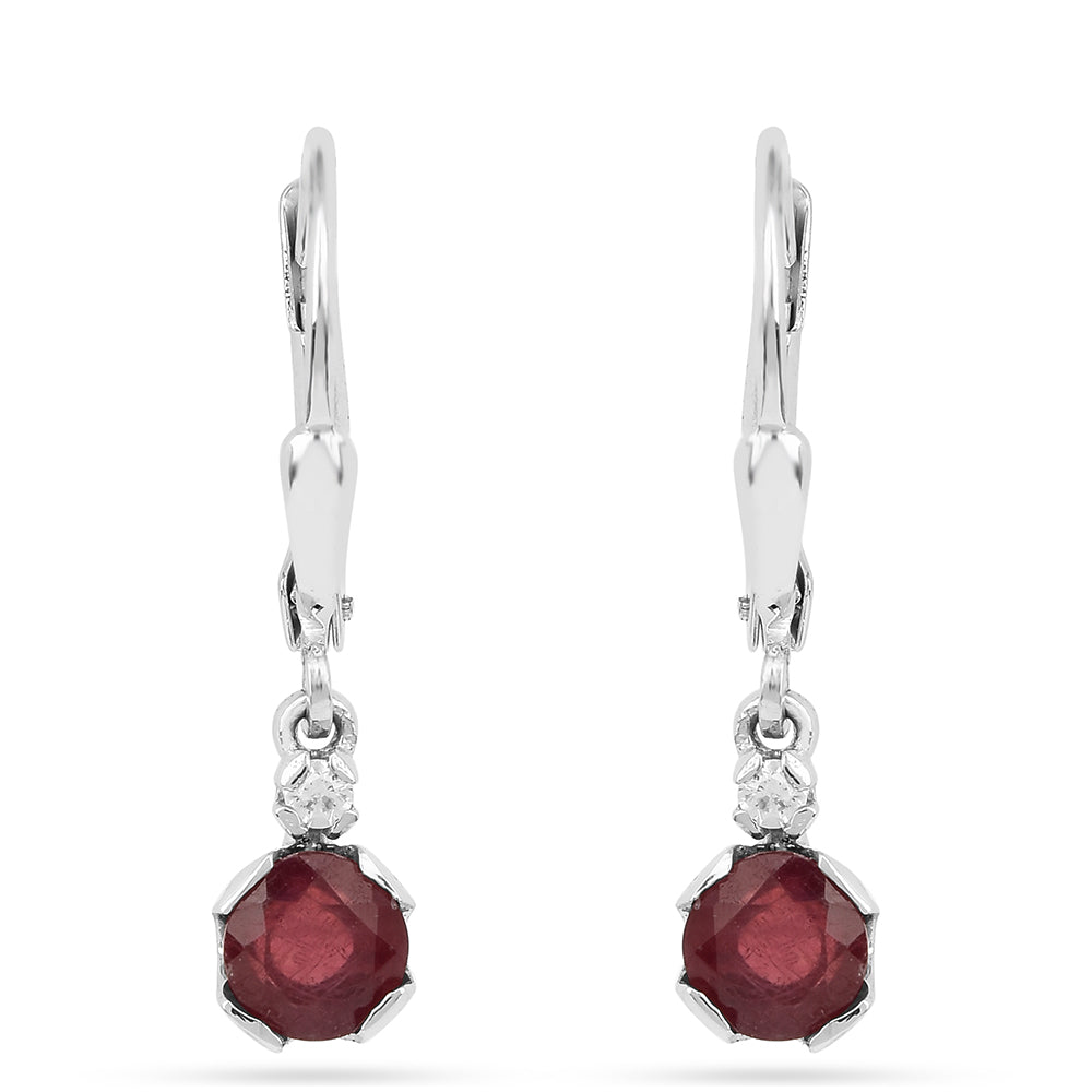 Brincos de Prata com Rubi da Tailândia e Zircão Branco 1 