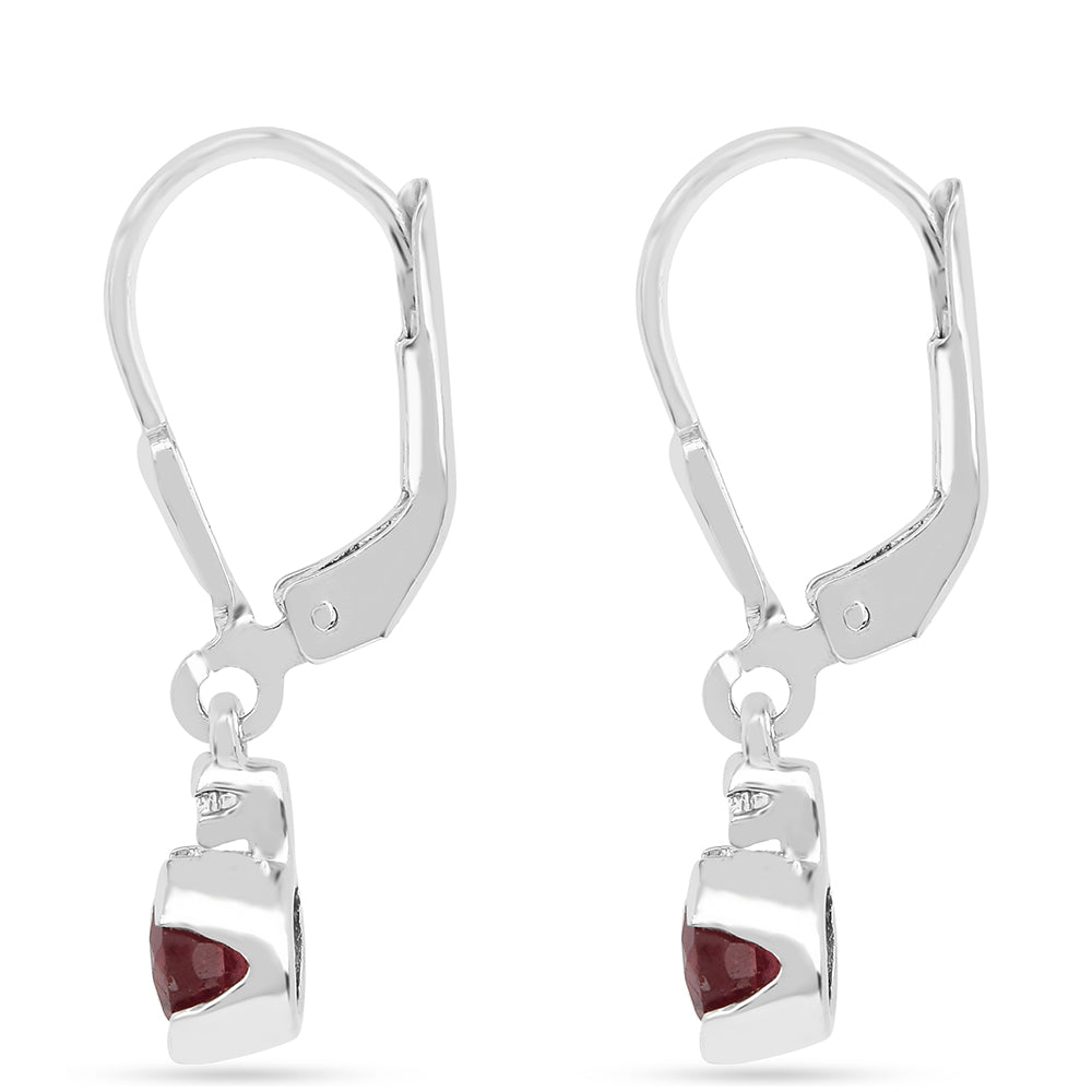 Brincos de Prata com Rubi da Tailândia e Zircão Branco 2 