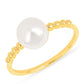 Anel de Prata com Banho de Ouro com Pérola Branca de Água Creme
