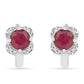 Brincos de Prata com Rubi da Tailândia e Zircão Branco