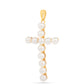 Cruz Pendente de Prata com Banho de Ouro com Pérola Branca de Água Creme