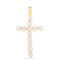 Cruz Pendente de Prata com Banho de Ouro com Pérola Branca de Água Creme