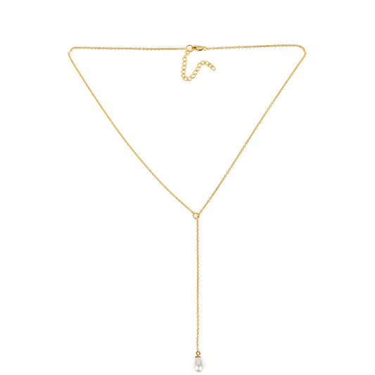 Colar de Prata com Banho de Ouro com Pérola Branca de Água Creme