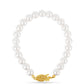 Pulseira de Prata com Banho de Ouro com Pérola Branca de Água Creme