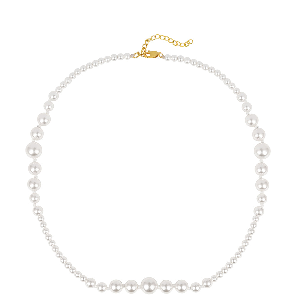 Colar de Prata com Banho de Ouro com Pérola Branca de Água Creme
