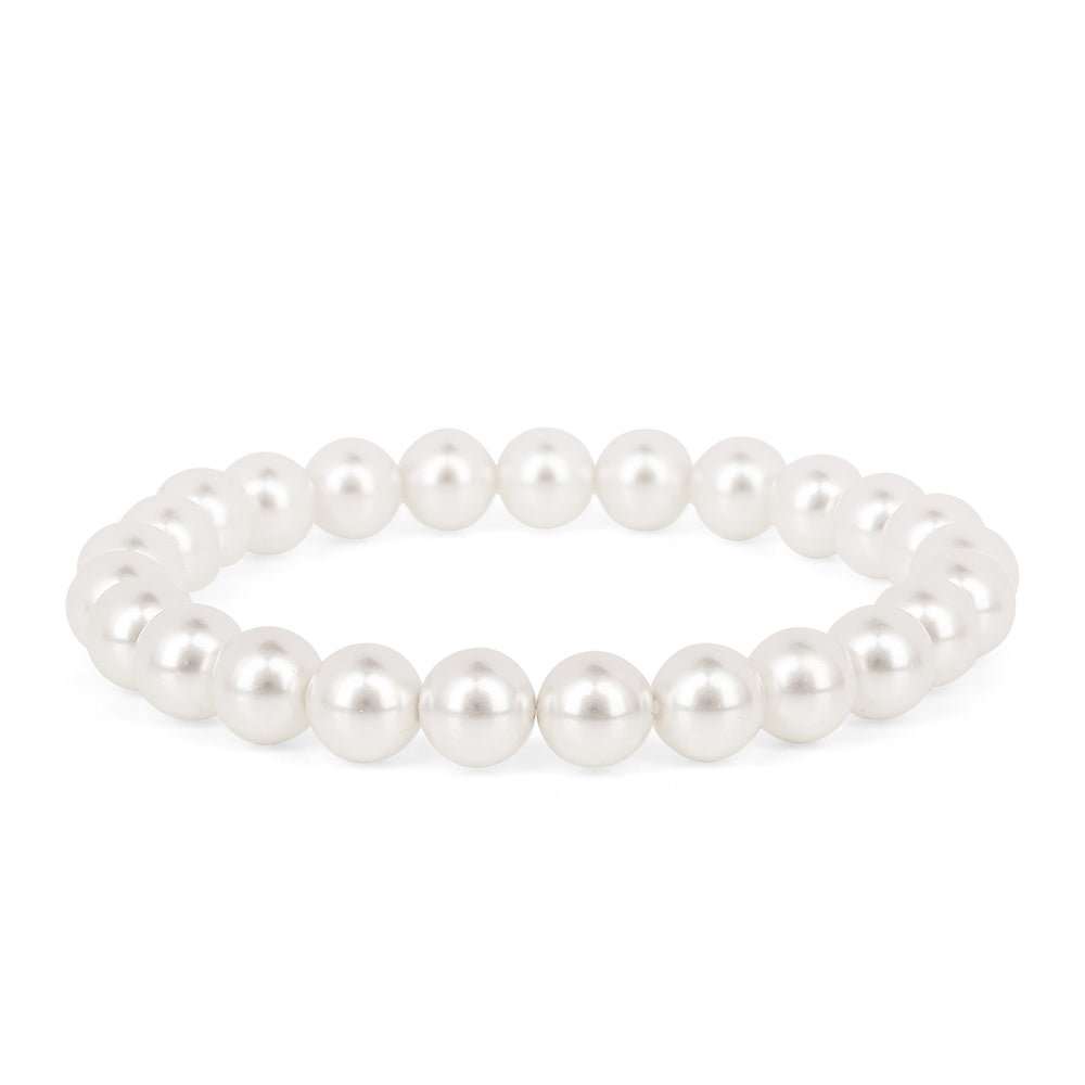 Conjunto de Prata com Banho de Ouro com Pérola Branca de Água Creme ( Brincos+Pulseira )