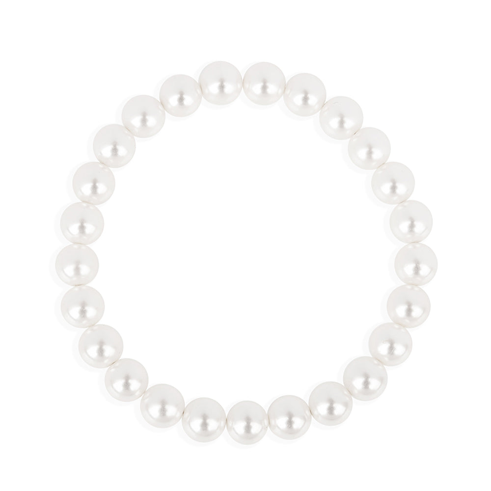 Conjunto de Prata com Banho de Ouro com Pérola Branca de Água Creme ( Brincos+Pulseira ) 3 