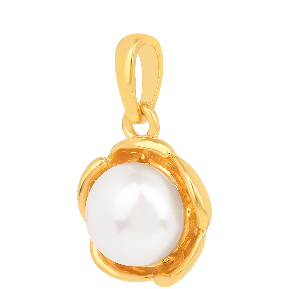 Pendente de Prata com Banho de Ouro com Pérola Branca de Água Creme 2 