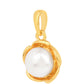 Pendente de Prata com Banho de Ouro com Pérola Branca de Água Creme