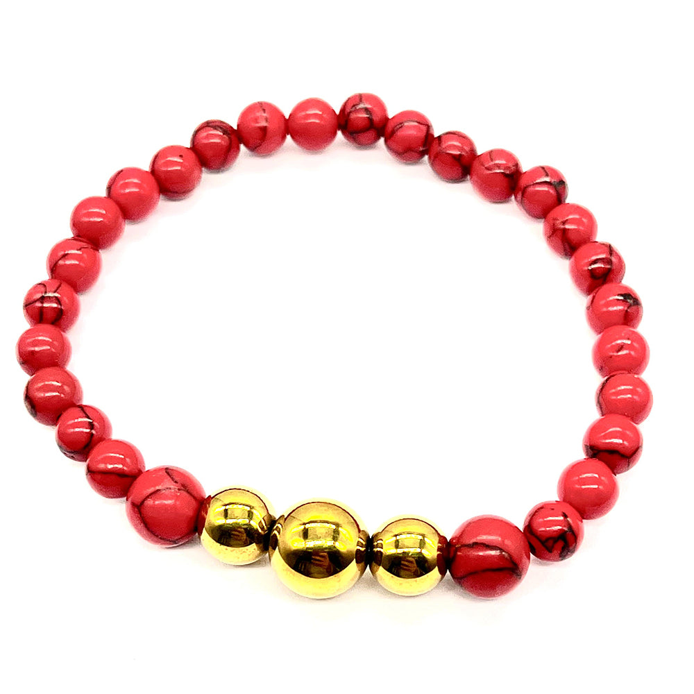 Pulseira Conta com Coral Esponja Vermelha e Hematita de Cerro Bolívar 2 