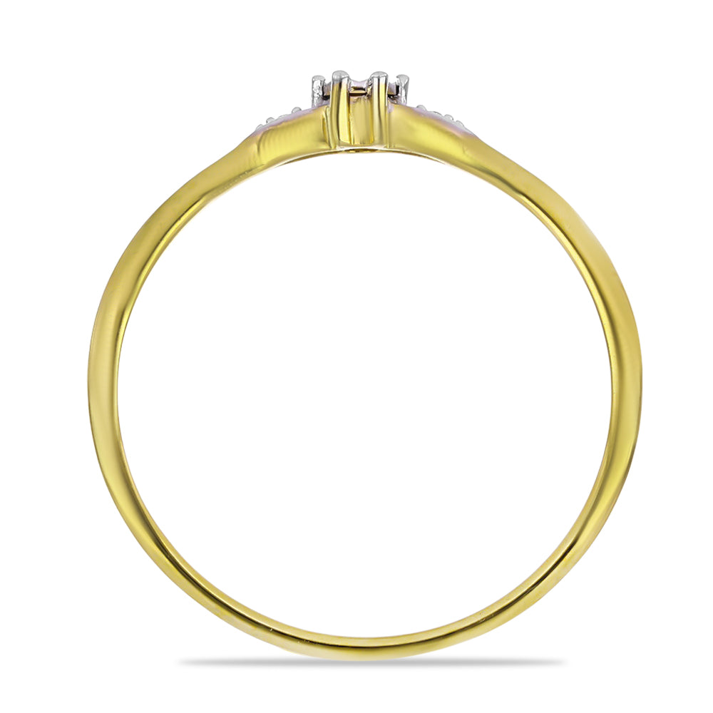 Anel de Prata com Banho de Ouro com Diamante Branco 2 