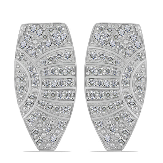 Brincos de Prata com Banho de Ouro com Diamante Branco