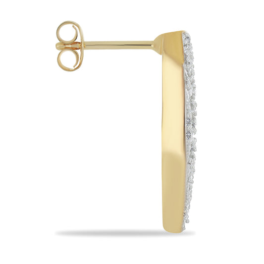 Brincos de Prata com Banho de Ouro com Diamante Branco