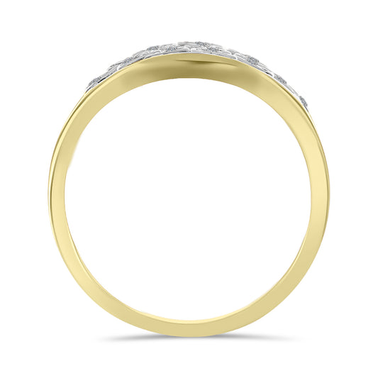 Anel de Prata com Banho de Ouro com Diamante Branco  Contraste: Cabeca de Veado (800)