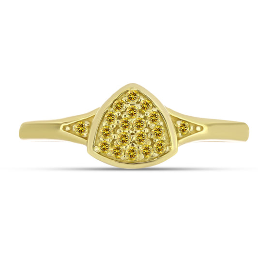 Anel de Prata com Banho de Ouro com Diamante Amarelo