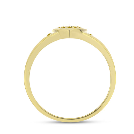 Anel de Prata com Banho de Ouro com Diamante Amarelo
