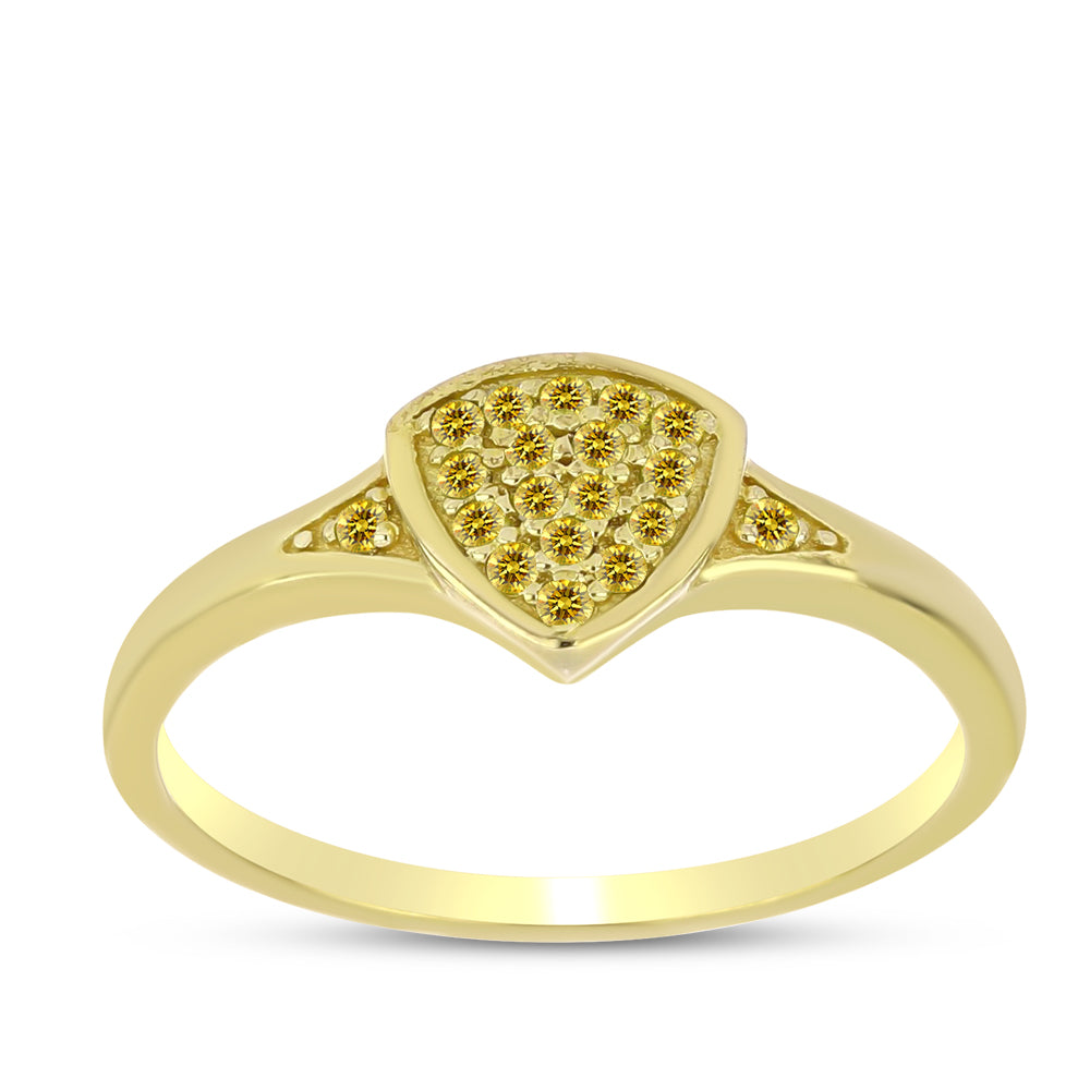 Anel de Prata com Banho de Ouro com Diamante Amarelo 3 