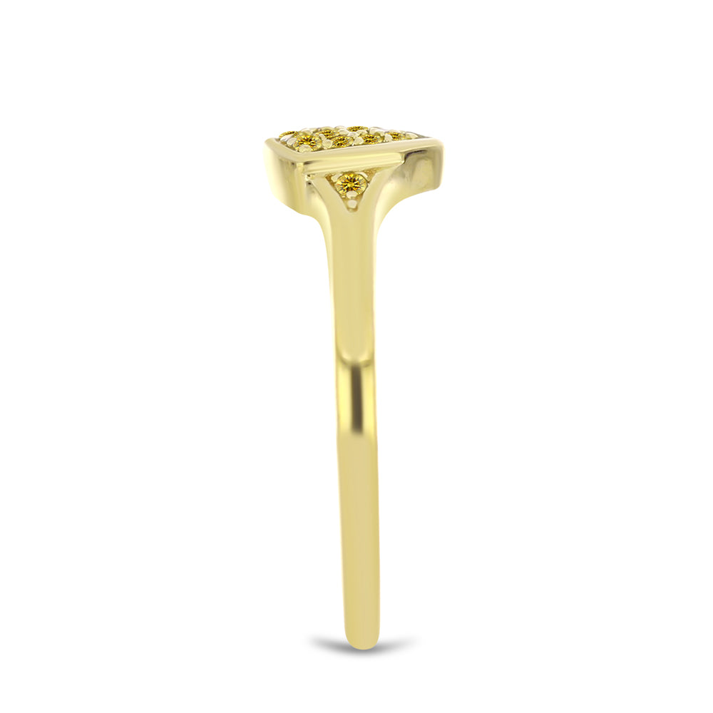Anel de Prata com Banho de Ouro com Diamante Amarelo 4 