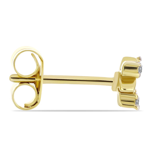 Brincos de Prata com Banho de Ouro com Diamante Branco