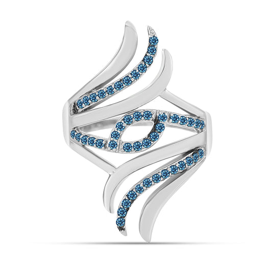 Anel de Prata com Diamante Azul  Contraste: Cabeca de Veado (800)