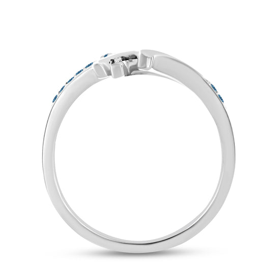 Anel de Prata com Diamante Azul  Contraste: Cabeca de Veado (800)