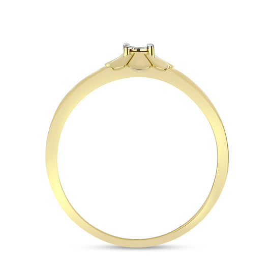 Anel de Prata com Banho de Ouro com Diamante Branco  Contraste: Cabeca de Veado (800)