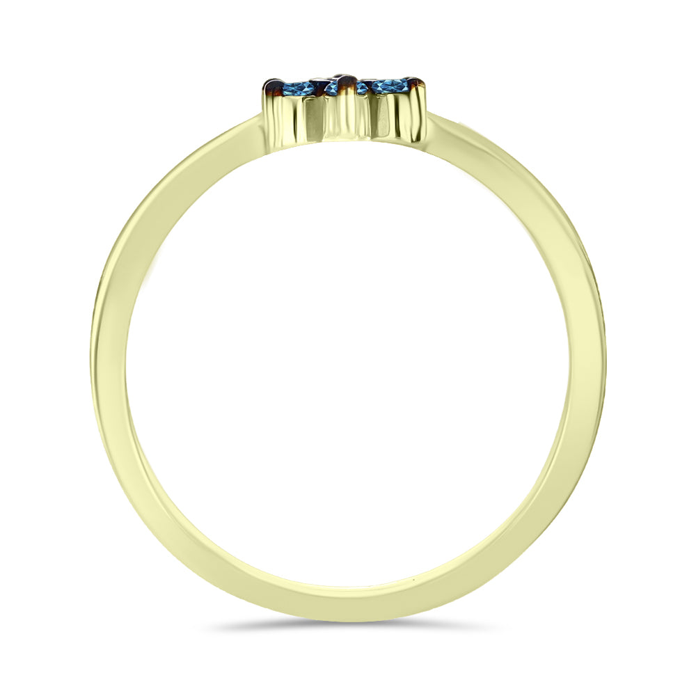 Anel de Prata com Banho de Ouro com Diamante Azul 2 