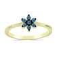 Anel de Prata com Banho de Ouro com Diamante Azul