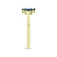 Anel de Prata com Banho de Ouro com Diamante Azul