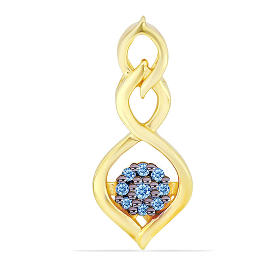 Pendente de Prata com Banho de Ouro com Diamante Azul