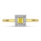 Anel de Prata com Banho de Ouro com Diamante Amarelo e Zircão Branco Natural