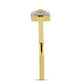 Anel de Prata com Banho de Ouro com Diamante Amarelo e Zircão Branco Natural