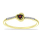 Anel de Prata com Banho de Ouro com Diamante Vermelho e Zircão Branco
