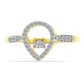 Anel de Prata com Banho de Ouro com Diamante Branco e Zircão Branco