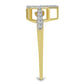 Anel de Prata com Banho de Ouro com Diamante Branco e Zircão Branco
