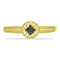 Anel de Prata com Banho de Ouro com Diamante Verde