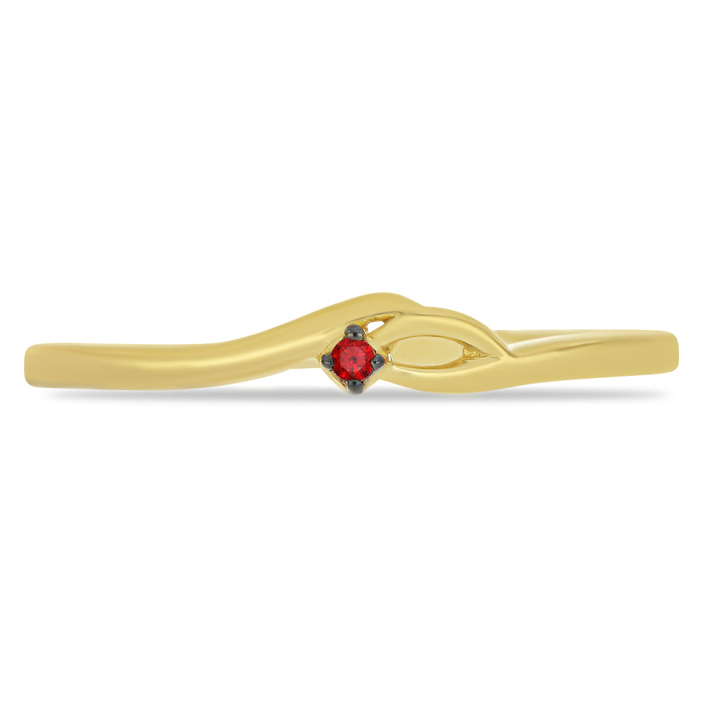 Anel de Prata com Banho de Ouro com Diamante Vermelho 1 