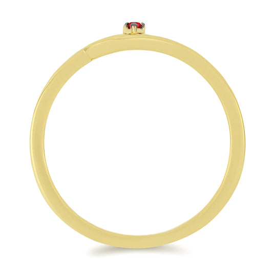 Anel de Prata com Banho de Ouro com Diamante Vermelho