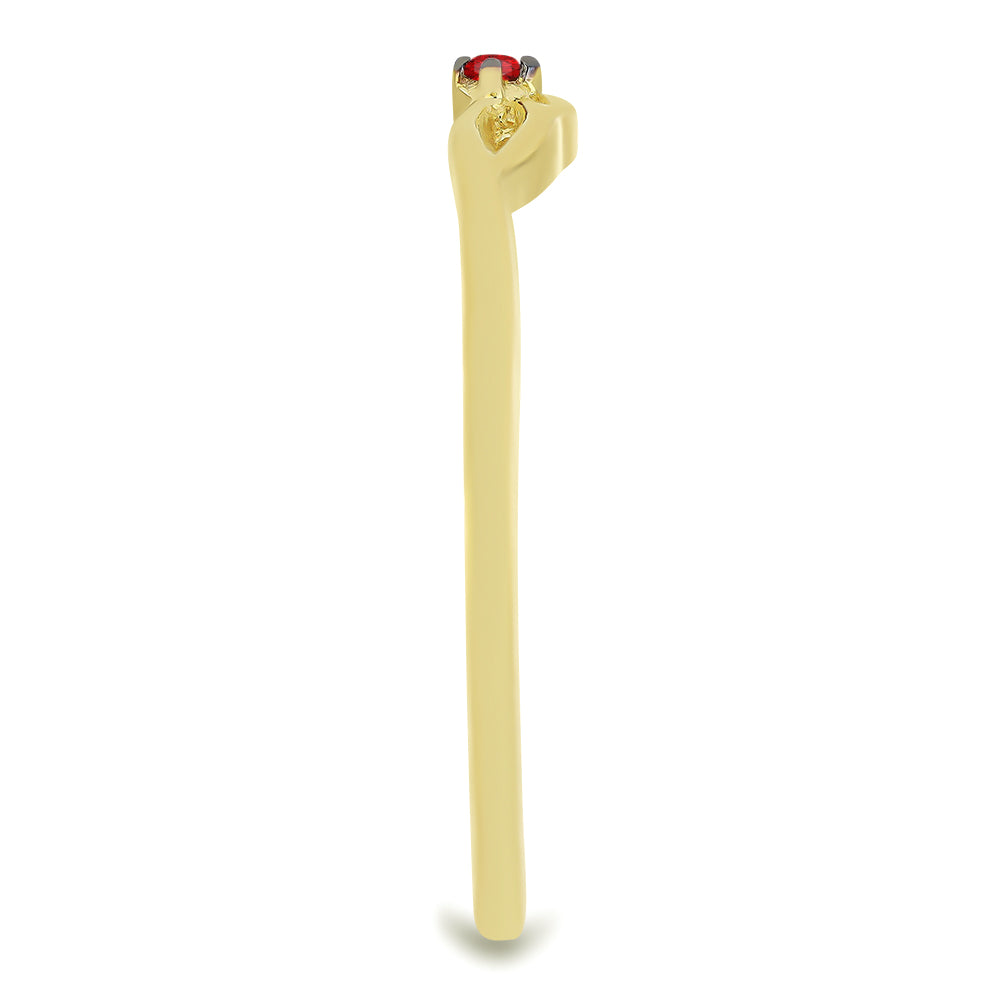 Anel de Prata com Banho de Ouro com Diamante Vermelho