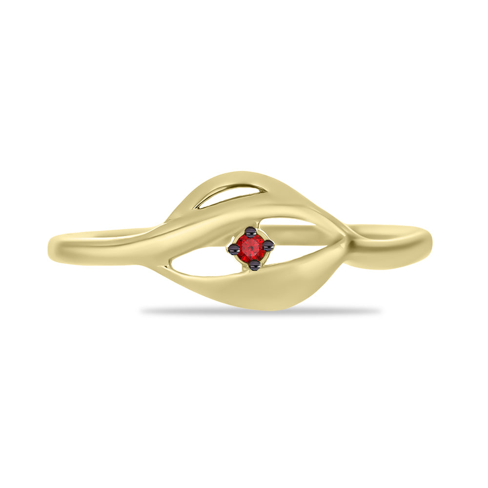 Anel de Prata com Banho de Ouro com Diamante Vermelho