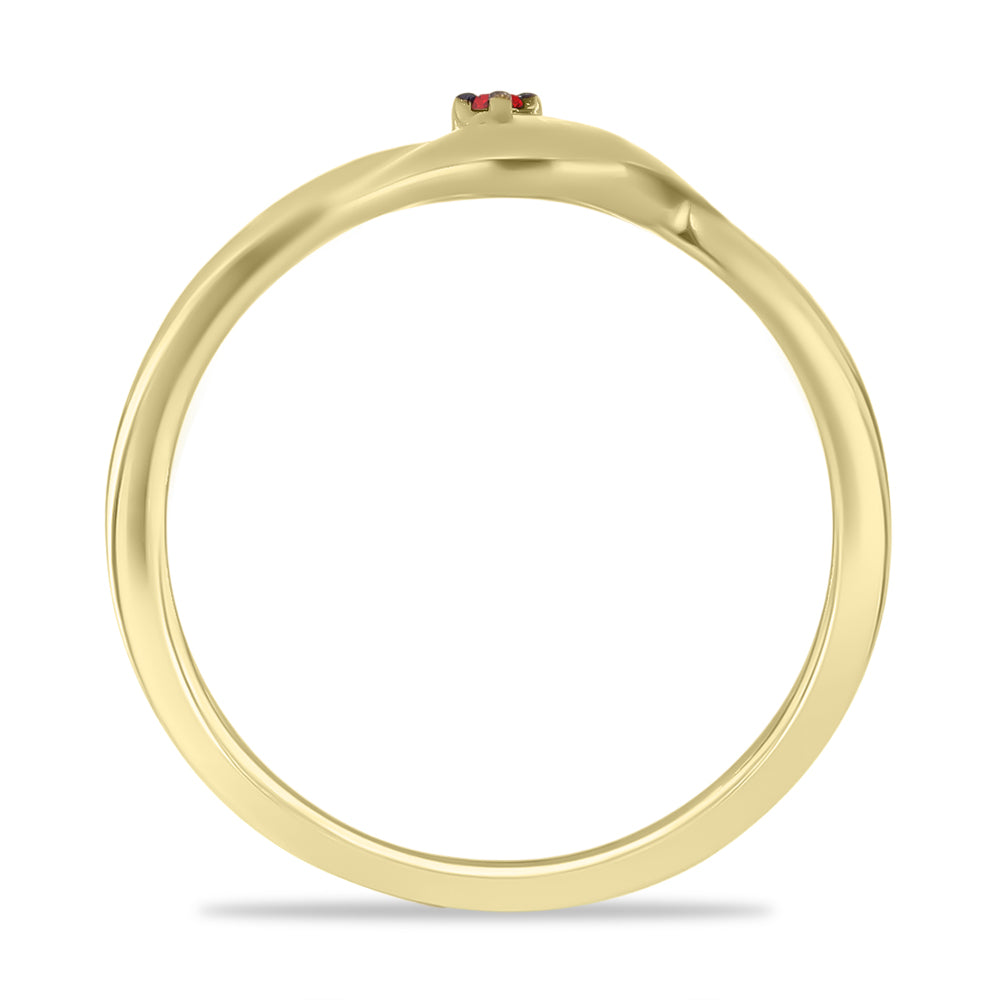 Anel de Prata com Banho de Ouro com Diamante Vermelho 2 