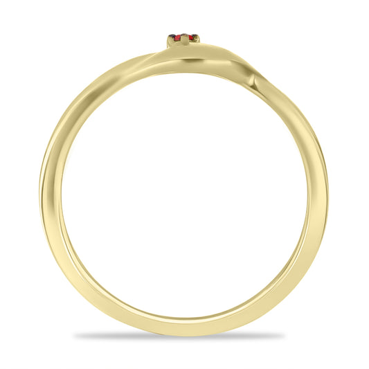 Anel de Prata com Banho de Ouro com Diamante Vermelho