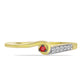 Anel de Prata com Banho de Ouro com Diamante Vermelho e Zircão Branco