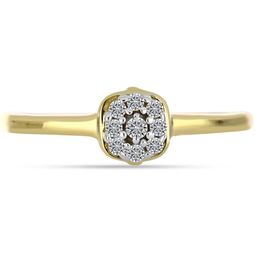 Anel de Prata com Banho de Ouro com Diamante Branco