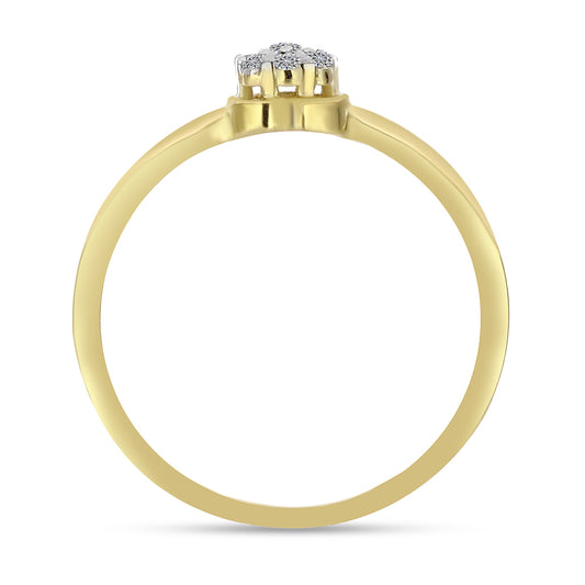 Anel de Prata com Banho de Ouro com Diamante Branco