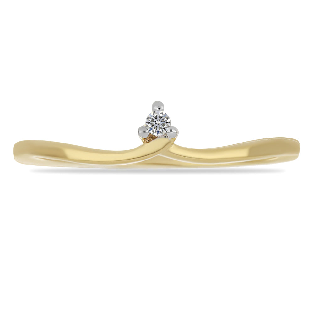 Anel de Prata com Banho de Ouro com Diamante Branco