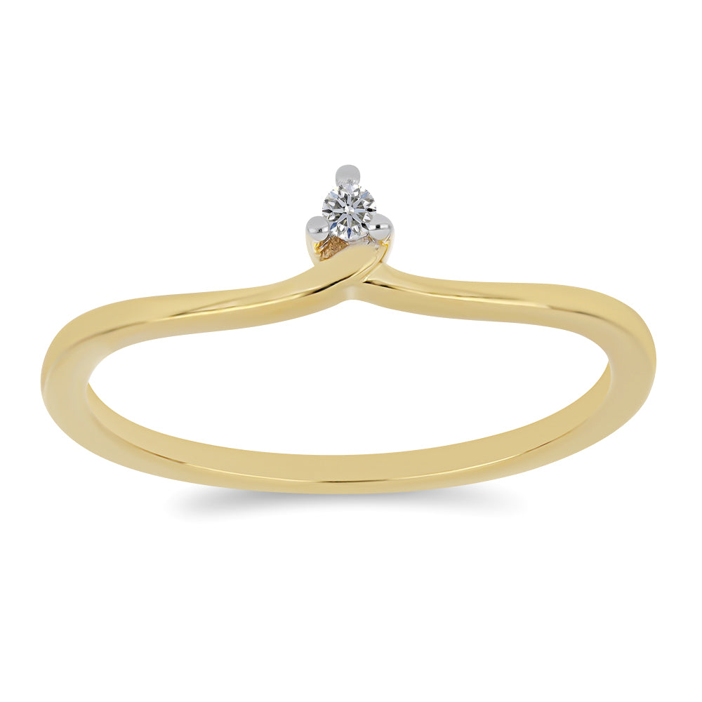 Anel de Prata com Banho de Ouro com Diamante Branco 3 