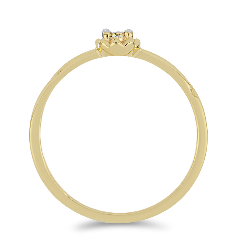Anel de Prata com Banho de Ouro com Diamante Branco 2 